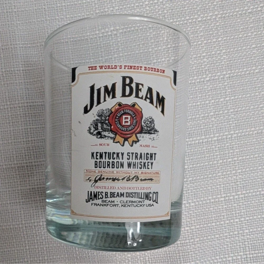 Jim Beam Kentucky Straight Bourbon Whiskey Label Rocks Glass Barware 4